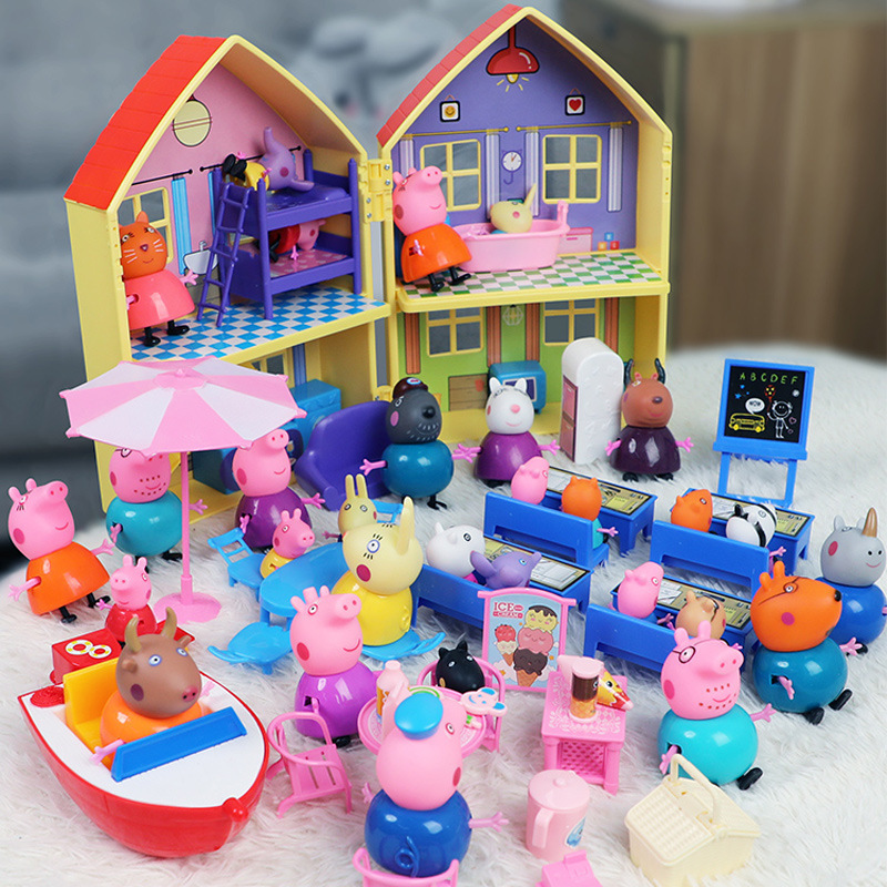 Children's Piggy Toy Play House Boys and Girls House Set Full Set Peppa Pig Children's Doll Boy Birthday Gift