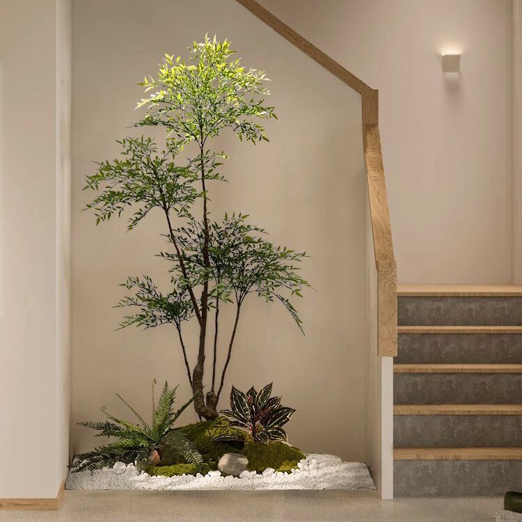 模擬南天竹造園緑植物屋内階段下景観植物床置き鉢植え窓偽木装飾品|undefined