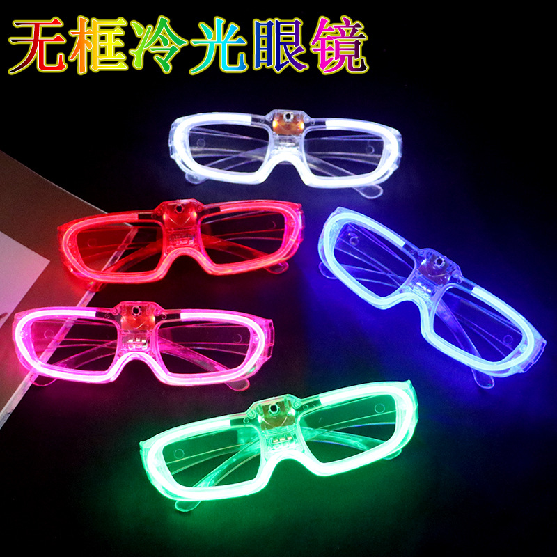 Creativo de moda de tres bloques flash gafas luminosas tecnología sentido bar disco fiesta cóncava forma Festival de Música gafas
