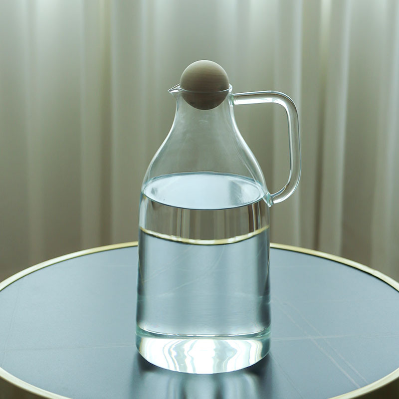 Taza de agua fría de vidrio resistente al calor, tetera de té de gran capacidad, taza de agua fría blanca resistente a altas temperaturas, tetera de jugo de fruta