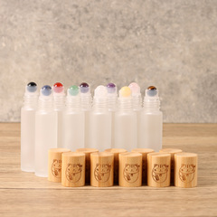 5ml10ml天然玉石滚珠头竹制滚珠瓶精油分装瓶磨砂玻璃走珠瓶雕刻