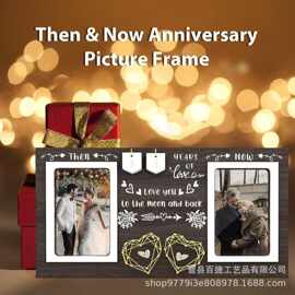 跨境木质结婚纪念相框创意摆台父母摆台挂件相框相框心形纪念框