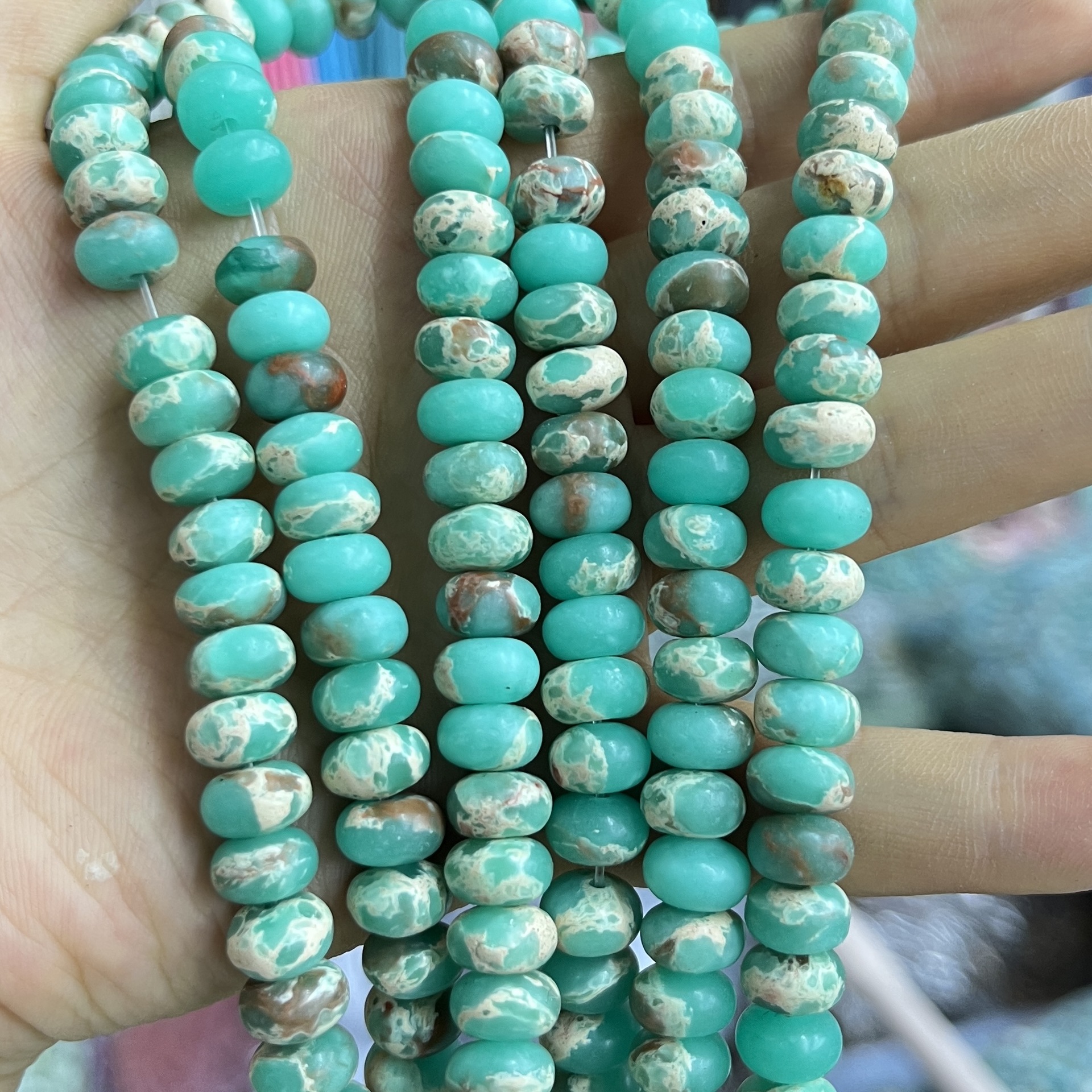 Piedra natural 5 * 8 Abaco Piedra Shoushan DIY accesorios de joyería collar de cuentas separadoras cuentas de posicionamiento cuentas al por mayor