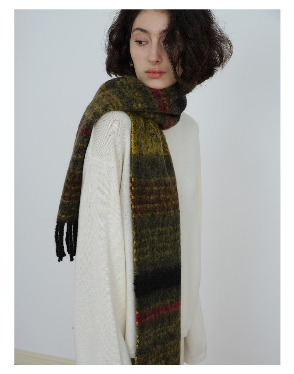 Der 2023 neue Saturn-Streifen aus Wollmischung des britischen Designers für den warmen Herbst- und Winterschal für Damen_voghion.com