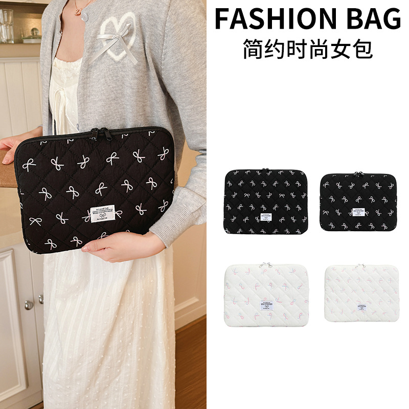 Korean Gradient Bowknot Embroidered Inner Clutch Bag iPad 11inch Tablet Bag 14inch Laptop Bag