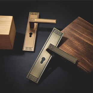 New Chinese Style Door Lock Indoor Bedroom Door Lock Home Retro Silent Magnetic Lock Room Wooden Door Lock Door Handle