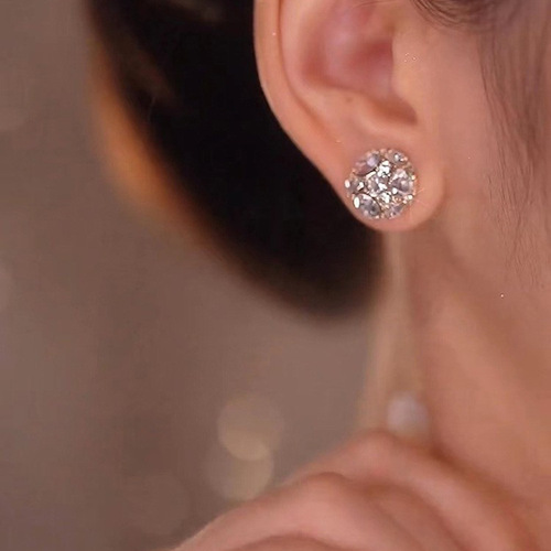 No piercing magnetic earrings ear clips  new trendy rhinestone niche high-end sense magnet ear bone clip earrings