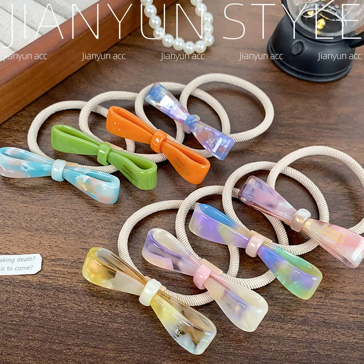 欧美多巴胺醋酸发饰唯美蝴蝶结发圈高级感气质时尚优雅百搭头饰女