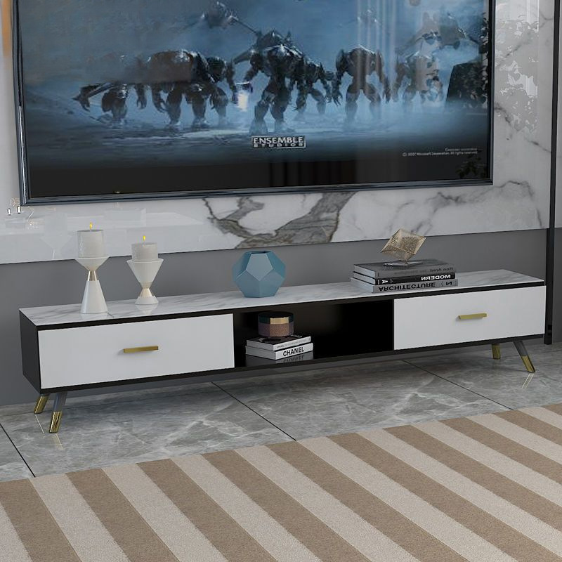 나무 TV 캐비닛: 180 회색 + 흰색 대리석 패턴