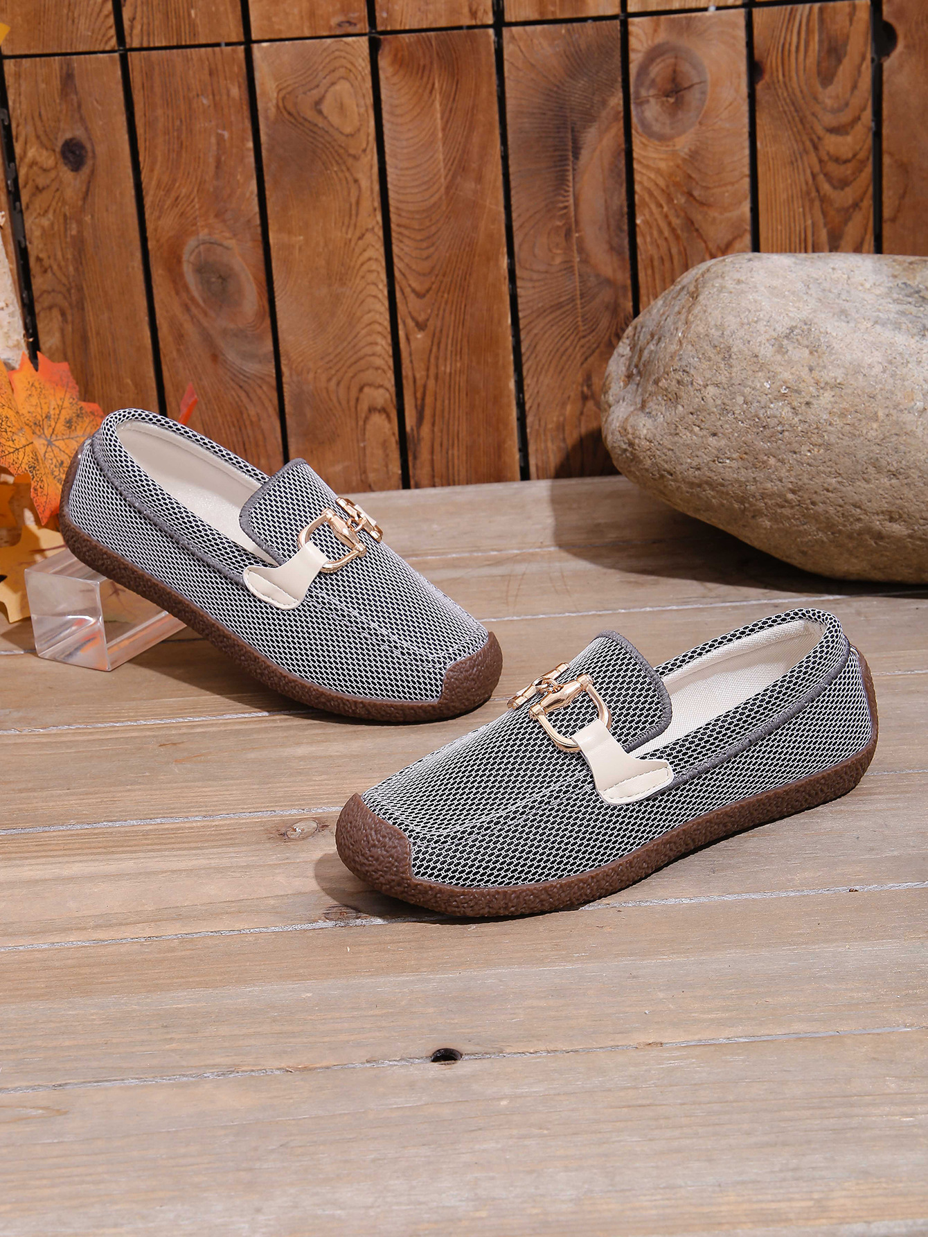 Comfortable Metal Chain Slip-On Casual Loafers Women's Flat Cross-Border Easy Wear Spring New Style_vogvips.com
