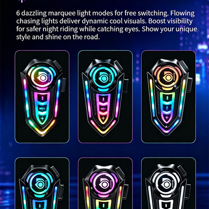 Cross-Border Foreign Trade Helmet Bluetooth Headset, Helmet Bluetooth Intercom Headset, Full-Face Helmet, Half-Face Helmet, Motorcycle Riding Stereo Headset