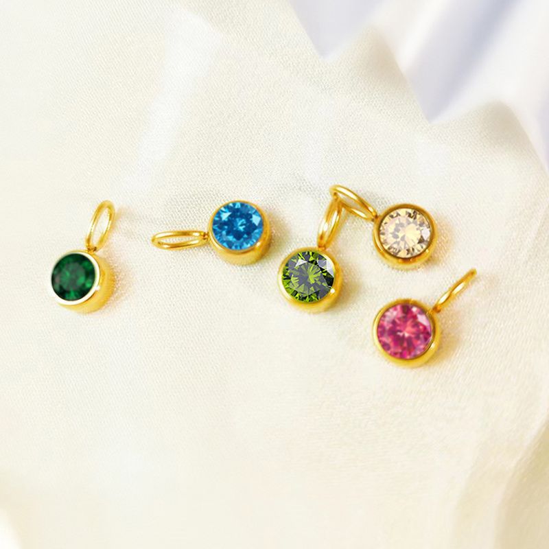 2g Weight Pendant Jewelry Making Type 8 * 15mm Jewelry Making Size Birthstone Inlay Material DIY Jewelry Accessories Classification 1 Piece Quantity 304 Stainless Steel Material Round Pattern Inlay Design Simple Style Style 1 Piece 8 * 15mm 304 Stainless Steel Birthstone Round Pendant 4