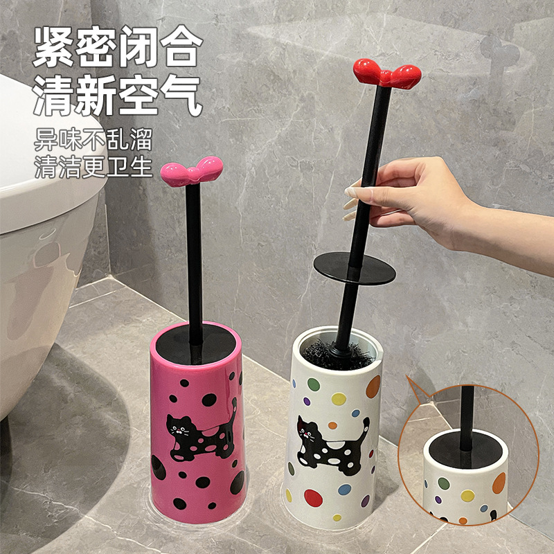Inodoro de cepillo sin esquina muerta inodoro doméstico cuclillas de mango largo cepillo de limpieza de inodoro 2024 nuevo conjunto de cepillo de limpieza