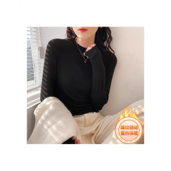 秋冬季女士半高领加绒加厚打底衫修身显瘦内搭长袖保暖上衣打底衣