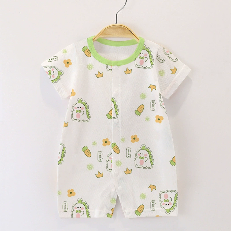 Детский комбинезон с короткими рукавами для мальчиков и девочек, летняя одежда, ромпер, летняя одежда для новорожденных, чистый хлопок, освежающий и дышащий.