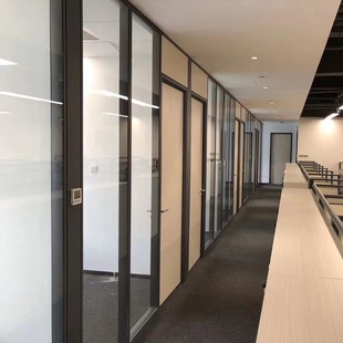 Steel Interior and Aluminum Exterior Profile 90 Side Single Glass Partition Office High Partition Project Available for Direct Delivery from Stock