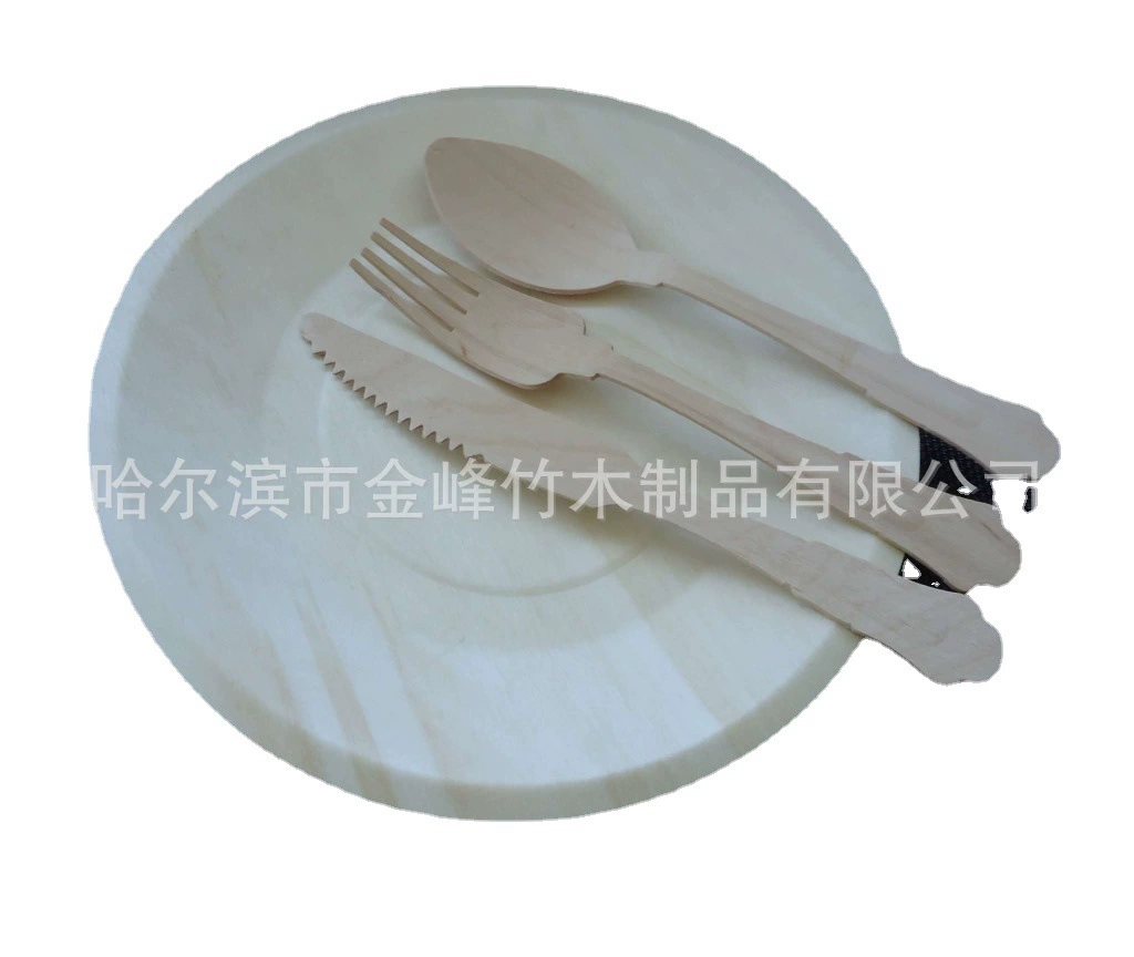 Низкая цена оптовой поставки Одноразовой Деревянной тарелки деревянная тарелка набор посуды