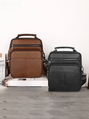 Top-Grade Calfskin Men's Crossbody Bag Single Shoulder Bag Tall Genuine Leather Men's Bag Retro Casual Calfskin Men's Bag