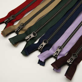 5号尼龙拉链枪黑齿单开尾80cm长拉链服装门襟拉锁高品质辅料配件