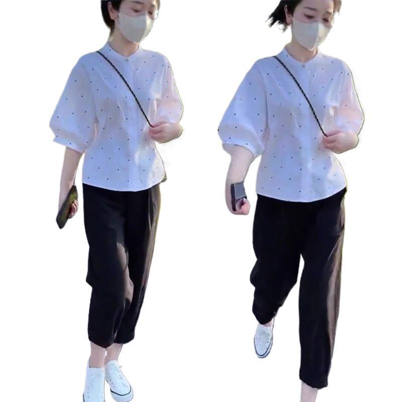 小清新波点シャツ2025夏の新型塩系洋気減齢デザイン感があります。|undefined