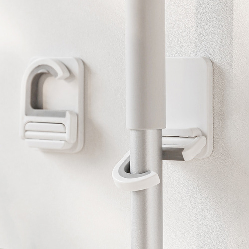 Non-piercing mop holder, stainless steel broom holder, mop stand, storage rack, hook, multi-functional bathroom mop holder