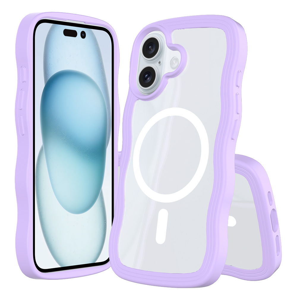 Aplicable en stock para iPhone16E acrílico transparente 2 en 1 Shell ondulado 2.0mm conjunto de cerveza todo incluido a prueba de caídas