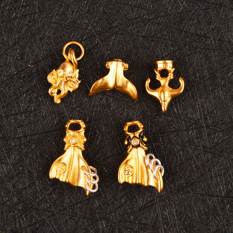 New Chinese-Style Fish Tail Pendant with Tail Buckle, Bead String, Tail Bundle, Octopus Pendant, Side Hanging Anchor, and Bead Ornament