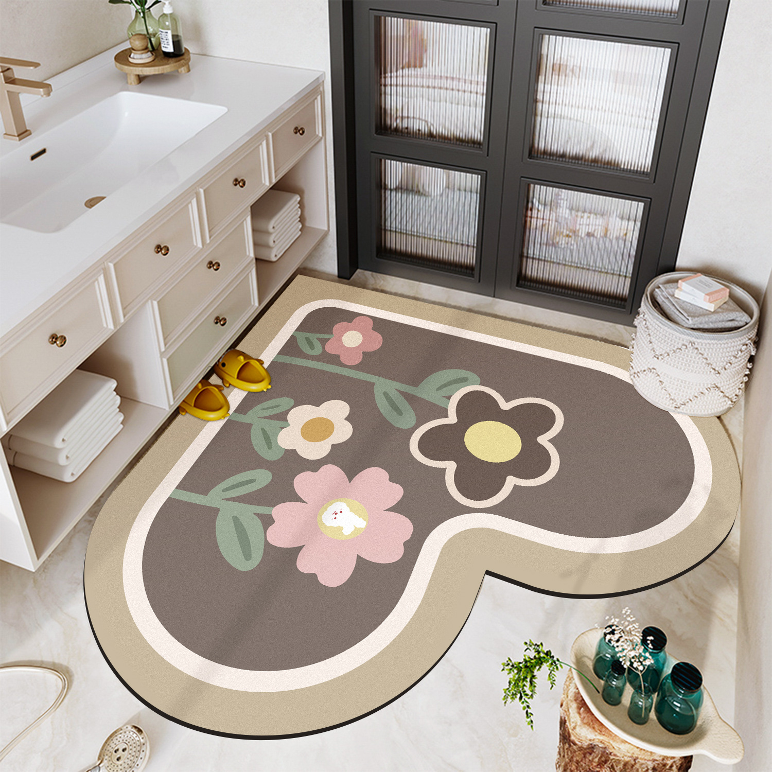 Lodo de diatomaceas absorbe alfombra de agua alfombra de suelo del baño anti-deslizante secado rápido puerta alfombra de pies del baño doméstico alfombra de la puerta del baño