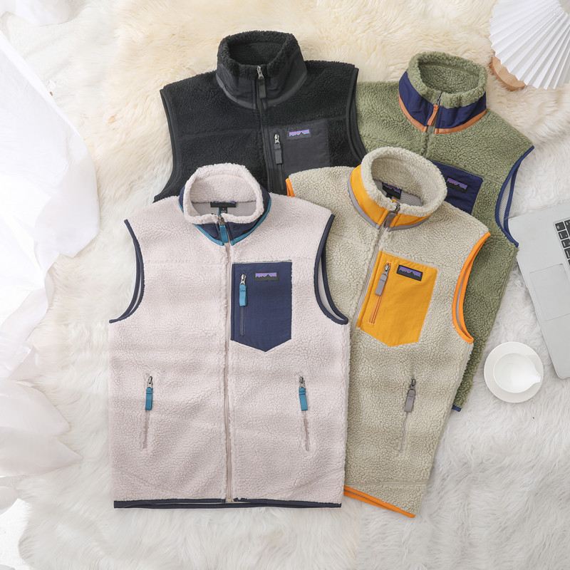 American Bata Cross-border Fleece Jacket for Men and Women, Lamb Velvet Jacket, Casual Loose Jacket, Autumn and Winter Sports Vest