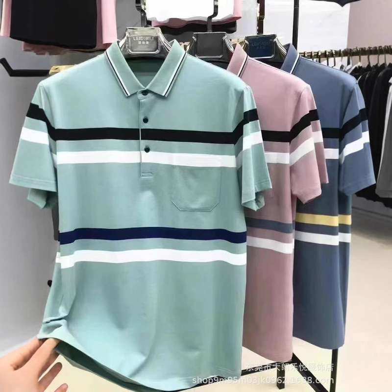 2025 summer polo shirt middle-aged men business lapel short sleeve comfortable casual fashion T-shirt top men