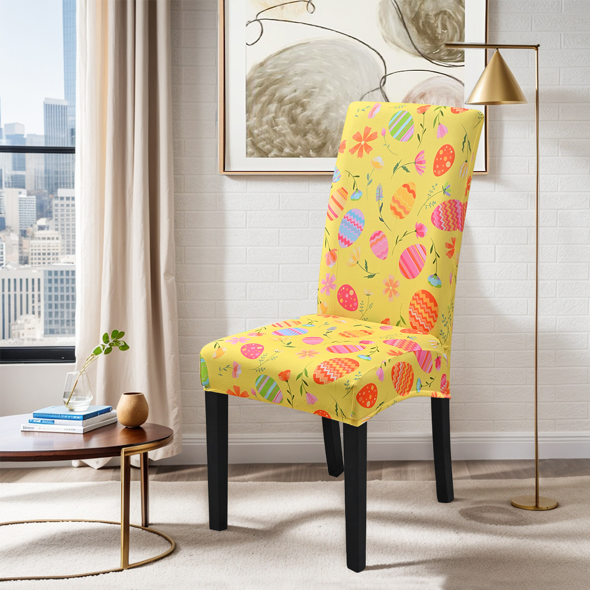 Funda de silla de huevo amarillo