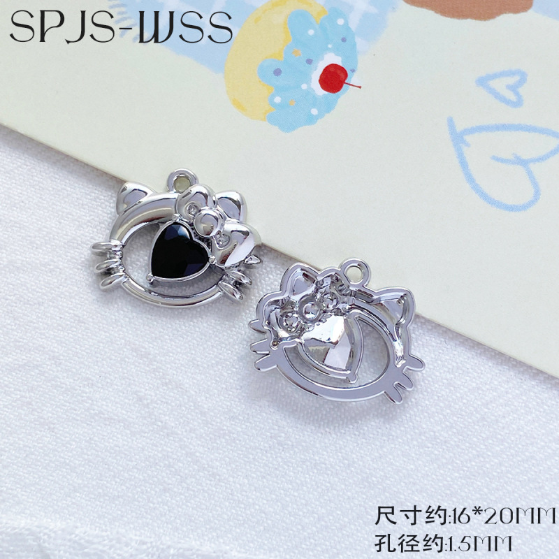 可爱少女多色爱心KT头镂空吊坠diy手链项链耳饰发饰挂件配件材料|undefined