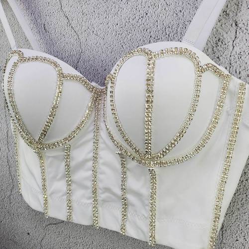 European and American hot selling A diamond barcode chain vest suspender elegant retro solid color slim outer wear tube top for women