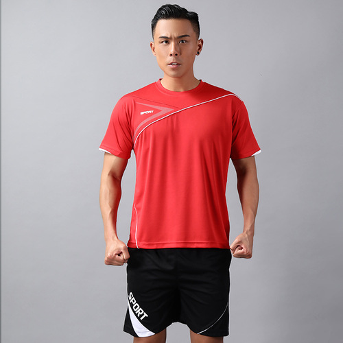 Men's Summer Fitness Short Sleeve Sports Clothes Quick-Drying Loose Casual Running Clothes Plus Size 906