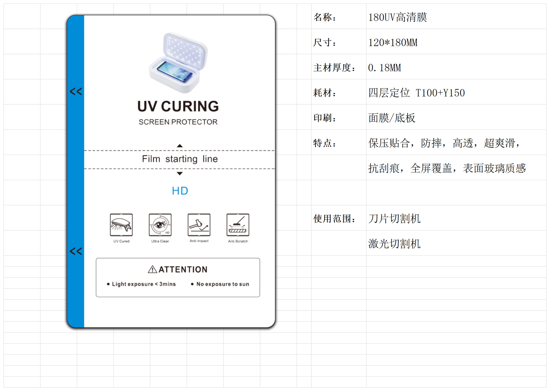 Máquina de corte Película de gel universal de 8 pulgadas y 11 pulgadas Consumibles de TPU Protección ocular mate HD Película cuadrada antivisera Película de curado UV