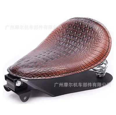 Harley cruise prince car modified: Motosiklet ləvazimatları və aksesuarları - crocodile-pattern-brown-seat-cushion-bracket-spring-bottom-plate