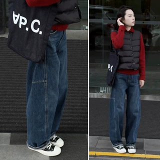 蓝色复古阔腿牛仔裤女2025年秋冬季美式高腰显瘦宽松拖地阔腿裤子
