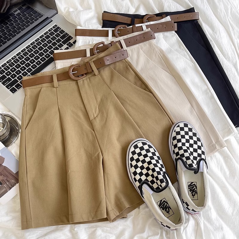 Ice Silk Cotton Shorts for Women, Summer Thin High-Waisted Wide-Leg Pants, Professional Suit Mid-Length Casual A-Line Shorts Ice Silk Cotton Shorts for Women, Summer Thin High-Waisted Wide-Leg Pants, Professional Suit Mid-Length Casual A-Line Shorts