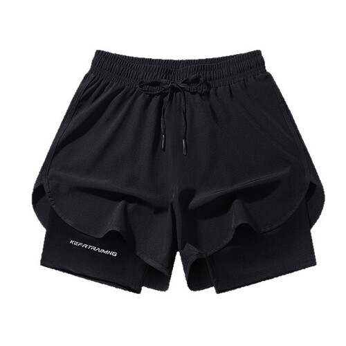 Sports cropped pants summer anti-exposure double-layer sports men and women couples shorts running outdoor fitness pants