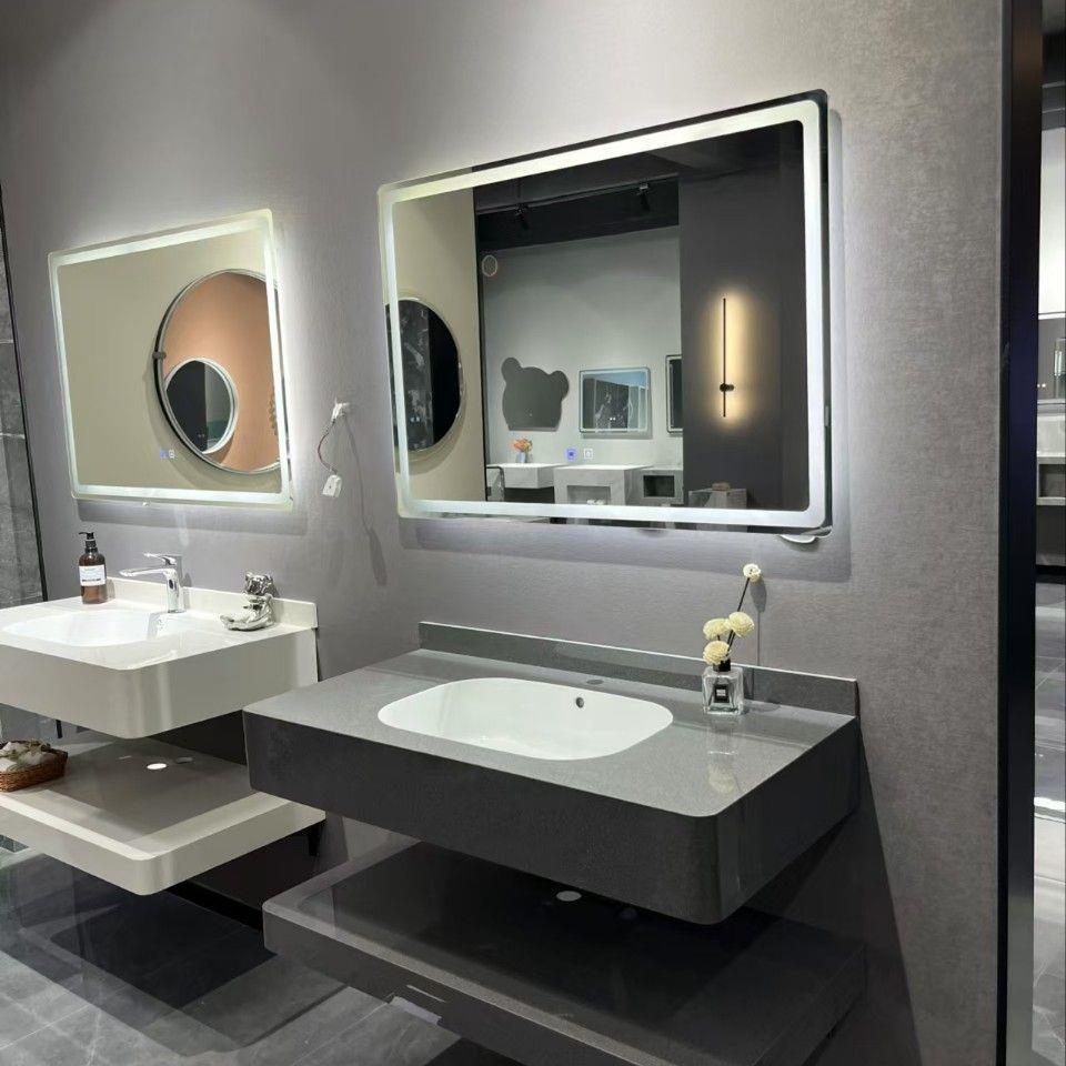Todo el cuerpo de la placa de roca arco sin costura lavabo lavabo gabinete de baño hotel ingeniería de decoración del hogar redondeado diseño de esquina residencial