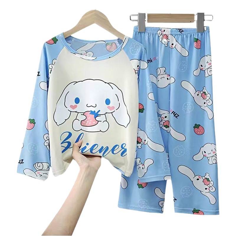 Pijamas para niños y niñas de manga larga homewear traje 3-12 niña bebé dibujos animados aire acondicionado ropa primavera y otoño