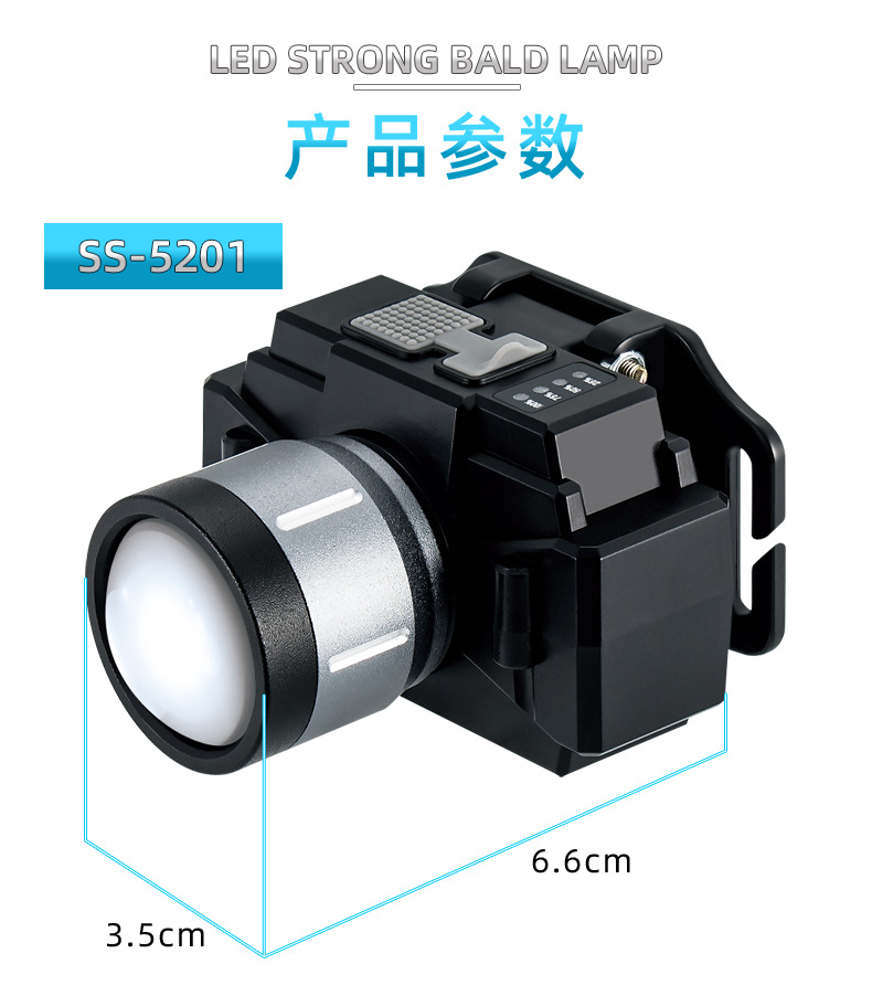 Faros LED de batería de litio de cabeza, faros de carga de larga duración, faros al aire libre, faros transfronterizos en el sudeste asiático