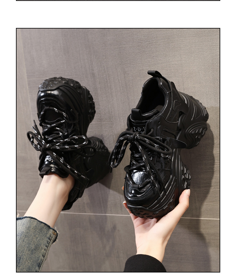 Giày sneaker nữ đế dày độn cao bên trong, phong cách thể thao thường ngày — Màu be chi tiết 16