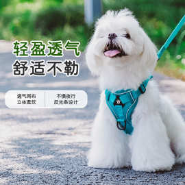 狗狗胸背带背心式防挣脱四季通用猫狗胸带透气网布小狗背带遛狗绳