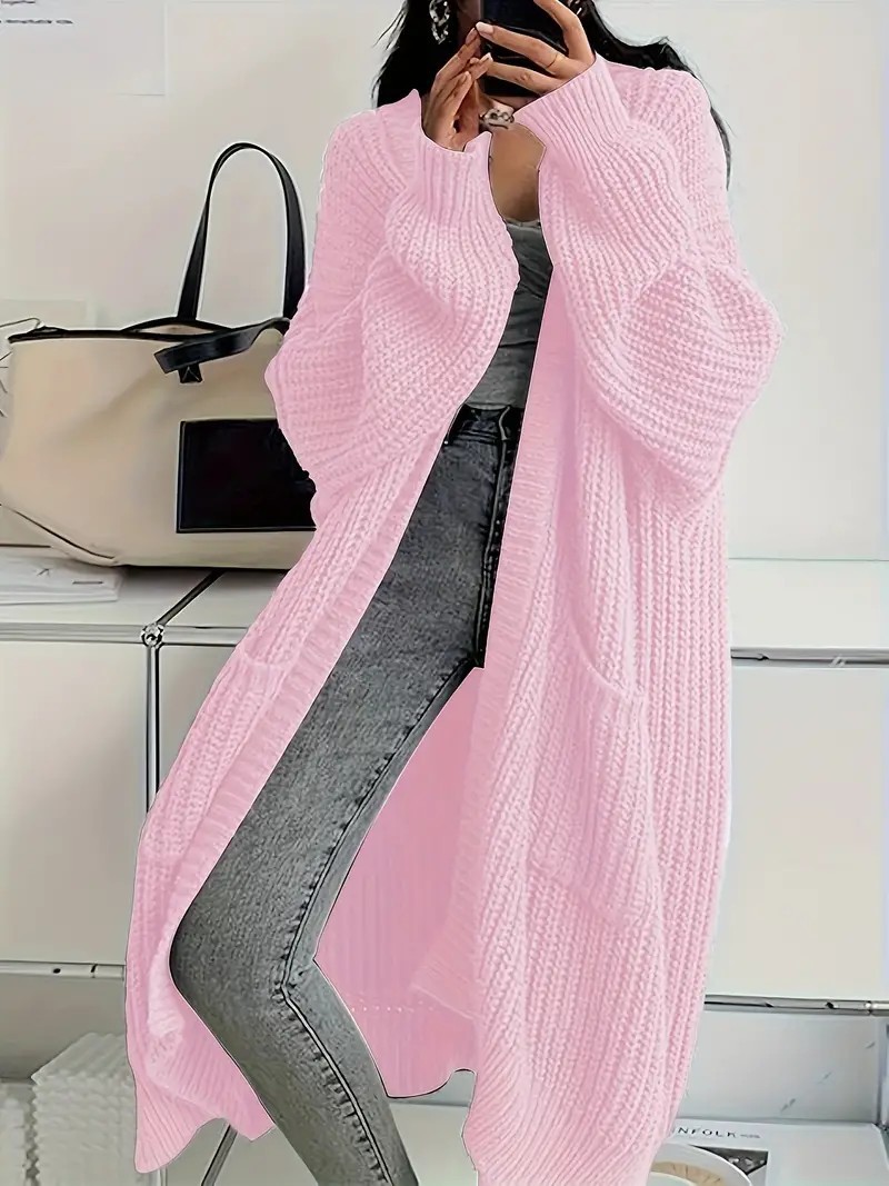 Long Sweater Coat Loose Long-Sleeved Knitted Cardigan 11 Long Sweater Coat Loose Long-Sleeved Knitted Cardigan