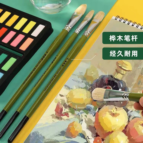 Factory supplies bristle round head oil paint brush single set brush acrylic water chalk brush brush color painting brush