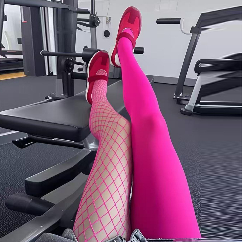 Senna [Double-Sided Charm] Candy Matching Pantyhose Velvet Fishnet Ab Socks Contrast Color Dopamine Colorful Women