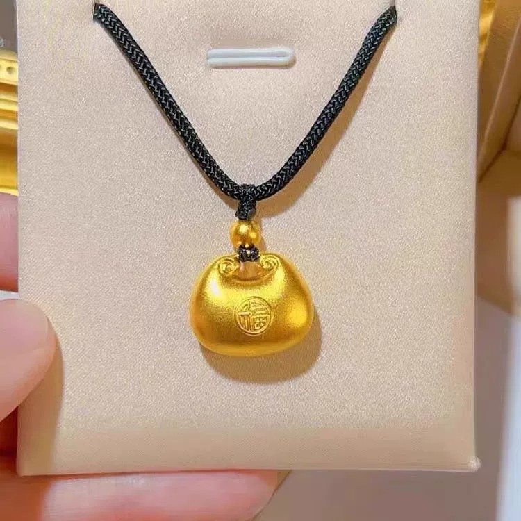 Protective amulet, woven necklace handmade, small bell, pendant, longevity lock
