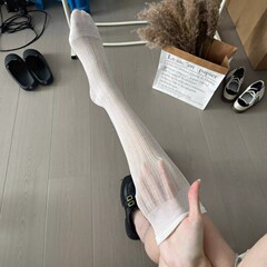 白色芭蕾风袜子女小腿袜夏薄款纯棉韩版镂空网眼蝴蝶结夏季中筒袜