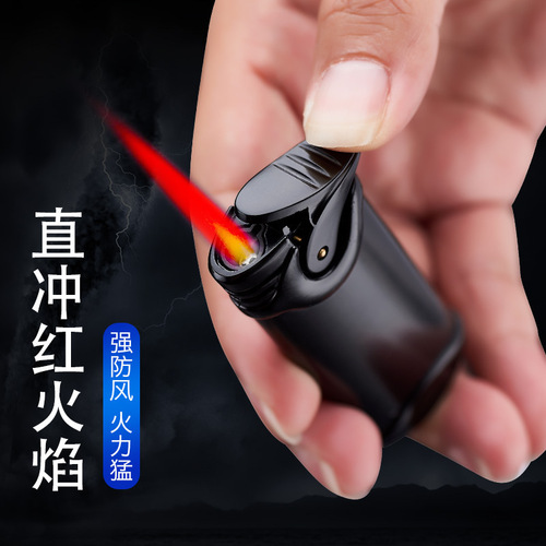 Internet celebrity retro windproof lighter inflatable straight into red flame full metal creative personality gift for boyfriend